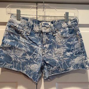 Old Navy Girls Palm Print Jean Shorts
